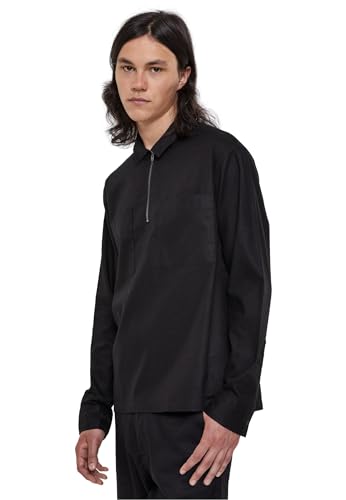 Urban Classics Herren TB6243-Cotton Linen Half Zip Shirt Hemd, Black, 4XL von Urban Classics