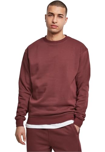 Urban Classics Herren Sweatshirt Crewneck Fleece-Sweatshirt, lässiges Sweatshirt für Männer, Loose Fit, , cherry, 3XL von Urban Classics