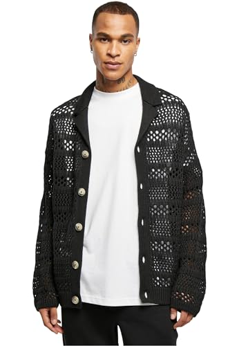 Urban Classics Herren TB6256-Crocheted Cardigan Jacke, Black, 5XL von Urban Classics