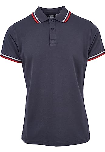 Urban Classics Herren Double Stripe Poloshirt Pullover, Blau (Navy/White/Fire Red 01243), Medium (Herstellergröße: M) von Urban Classics