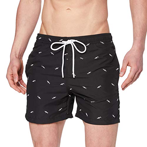 Urban Classics Herren TB2680-Embroidery Swim Shorts, Schwarz (Shark/Black/White 01700), XXL von Urban Classics