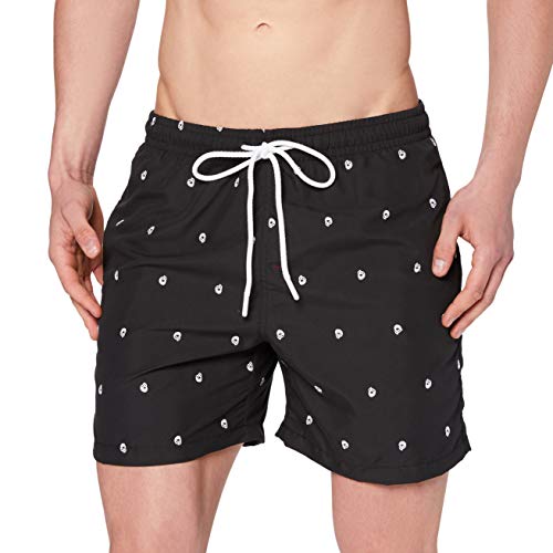 Urban Classics Herren TB2680-Embroidery Swim Shorts, Schwarz (Skull/Black/White 01699), 3XL von Urban Classics