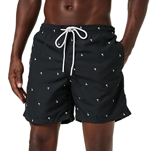 Urban Classics Herren TB2680-Embroidery Swim Shorts Badehose, Black/Palmtree, M von Urban Classics