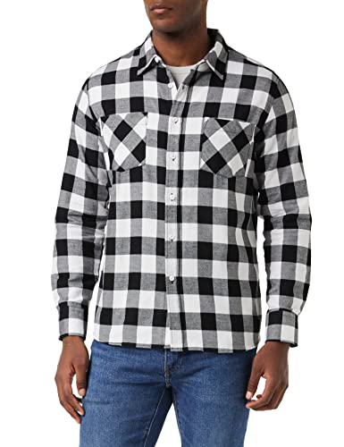 Urban Classics Herren Checked Flanell Shirt TB297, Mehrfarbig (Blk/Wht), 3XL EU von Urban Classics