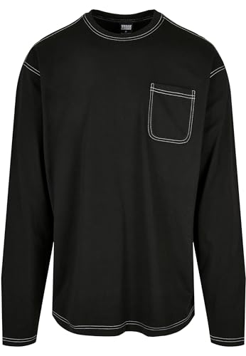 Urban Classics Herren Heavy Oversized Contrast Stitch Longsleeve T-Shirt, Black/White, XL von Urban Classics