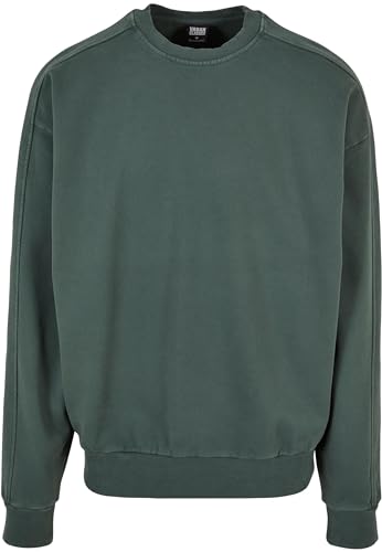 Urban Classics Herren Heavy Terry Garment Dye Crew Sweatshirt, Bottlegreen, S von Urban Classics