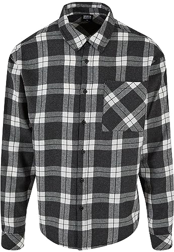 Urban Classics Herren Hemd Boxy Dark Checked Shirt Grey/White 5XL von Urban Classics