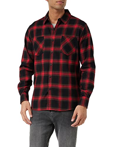 Urban Classics Herren Hemd Checked Flanell Shirt 6 Freizeithemd, Multicolour (Black/Red 02374), L von Urban Classics