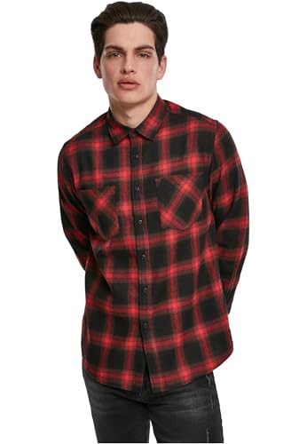 Urban Classics Herren Hemd Checked Flanell Shirt 6 Freizeithemd, per Pack Mehrfarbig (Black/Red 02374), Medium (Herstellergröße: M) von Urban Classics