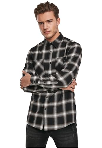 Urban Classics Herren Hemd Checked Flanell Shirt 6 Freizeithemd, per Pack Mehrfarbig (Black/White 00826), Small (Herstellergröße: S) von Urban Classics