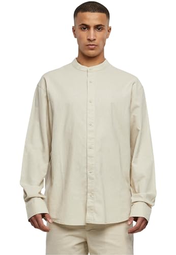 Urban Classics Herren TB6244-Cotton Linen Stand Up Collar Shirt Hemd, softseagrass, XL von Urban Classics