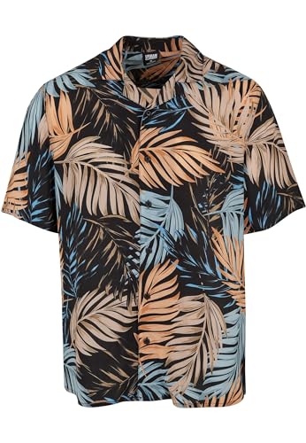 Urban Classics Herren Hemd Viscose AOP Resort Shirt, lässiges Hemd für Männer, mit floralem Print, palmfront, L von Urban Classics