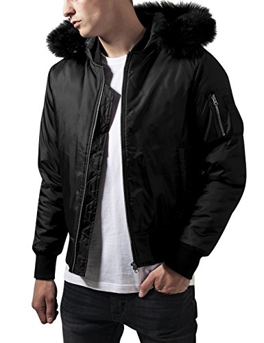 Urban Classics Herren Hooded Basic Bomber Jacket Jacke, Schwarz (black 7), Gr. Large von Urban Classics