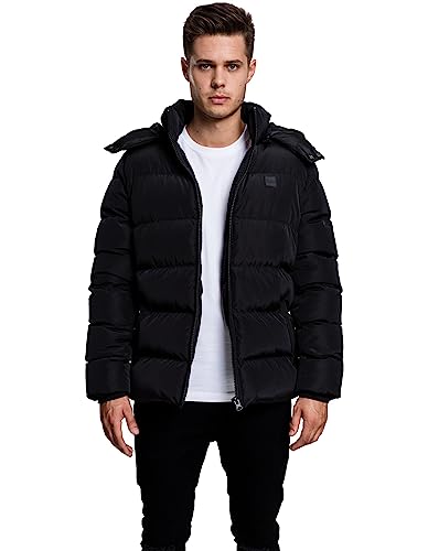 Urban Classics Herren Hooded Puffer Jacket with Quilted Interior Jacke, Black, 5XL von Urban Classics