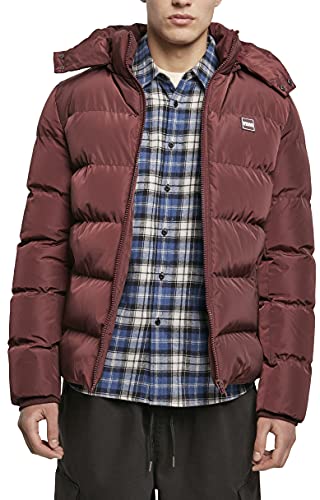 Urban Classics Herren Hooded Puffer Jacket with Quilted Interior Jacke, Cherry, 5XL von Urban Classics