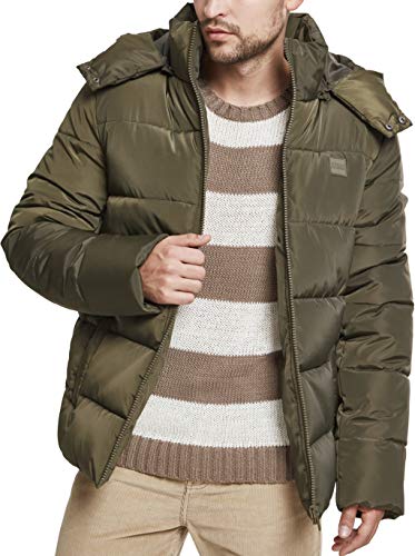 Urban Classics Herren Hooded Puffer Jacket with Quilted Interior Jacke, Dark Olive, M von Urban Classics