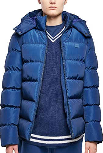 Urban Classics Herren Hooded Puffer Jacket with Quilted Interior Jacke, spaceblue, M von Urban Classics