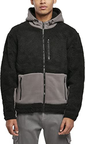 Urban Classics Herren TB4486-Hooded Sherpa Jacket Jacke, Black/Asphalt, M von Urban Classics