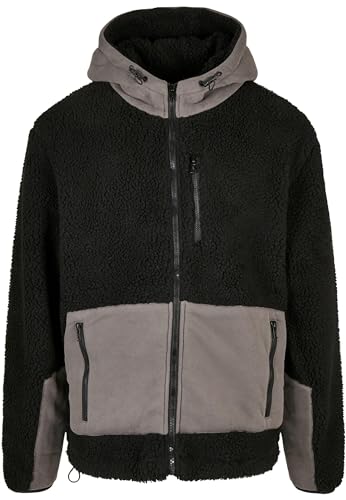 Urban Classics Herren Hooded Sherpa Jacket Jacke, Black/Asphalt, XXL von Urban Classics