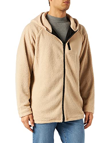 Urban Classics Herren Hooded Sherpa Zip Jacket Jacke, Beige (Darksand 00806), Large (Herstellergröße: L) von Urban Classics