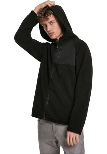 Urban Classics Herren Hooded Sherpa Zip Jacket Jacke, Schwarz (Black 00007), Medium (Herstellergröße: M) von Urban Classics