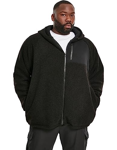 Urban Classics Herren Hooded Sherpa Zip Jacket Jacke, Schwarz (Black 00007), XXXXX-Large (Herstellergröße: 5XL) von Urban Classics