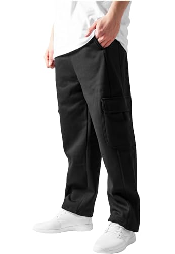 Urban Classics Herren Hose Cargo Sweatpants, lässige Cargohose für Männer, Sweatpants mit Klettverschlüssen auf Kniehöhe, Straight Leg, black, 5XL von Urban Classics