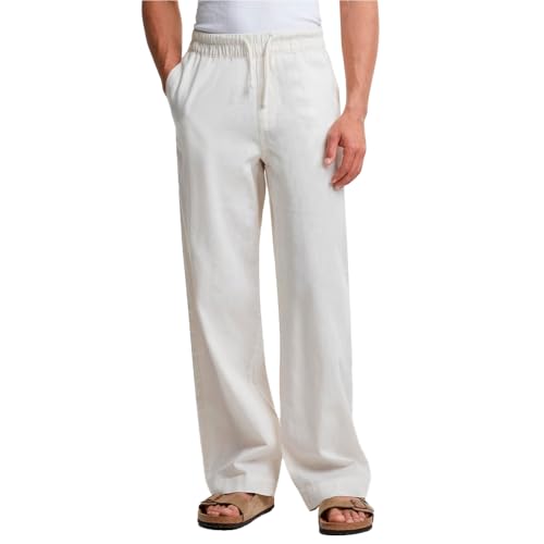 Urban Classics Herren Hose Loose Cotton Linen Pants, lässige Leinenhose für Männer, Loose Fit, Größen S-5XL von Urban Classics