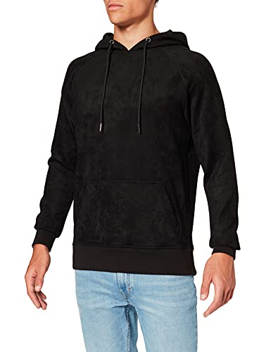 Urban Classics Herren Kapuzenpullover Imitation Suede Hoody, Gr. Small, Schwarz (Black 7) von Urban Classics