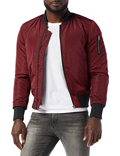 Urban Classics Herren Jacke 2-Tone Bomber Jacket, Gr. Small, Mehrfarbig (Burgundy/Black 619) von Urban Classics