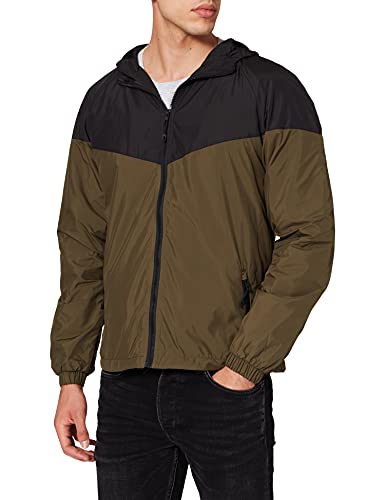 Urban Classics Herren Jacke 2 - Tone Tech Windrunner TB2107, Gr. Large (Herstellergröße: L), Mehrfarbig (Black/Dark Olive 01338) von Urban Classics