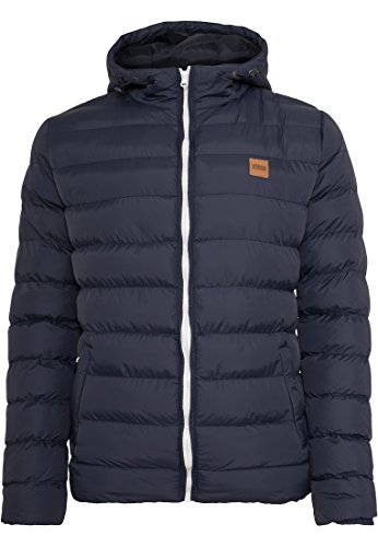 Urban Classics TB863 Herren Jacke Basic Bubble Jacket - gefütterte, leichte Steppjacke für Männer mit Kapuze und Logo-Patch - Farbe Navy, Größe XL von Urban Classics