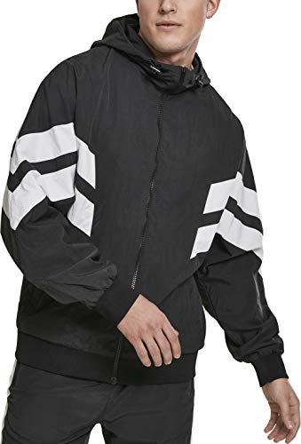 Urban Classics Herren Crinkle Panel Track Jacket Jacke,, per pack Schwarz (blk/wht 00050), XXXX-Large (Herstellergröße: 4XL) von Urban Classics