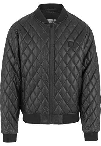 Urban Classics Herren Jacke Diamond Quilt Leather Imitation Jacket Jacke, Schwarz, Small von Urban Classics