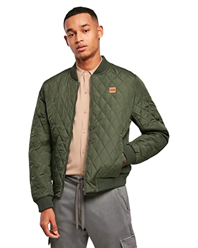 Urban Classics TB862 Herren Steppjacke - Diamond Quilt Nylon Jacke - Ideal als Übergangsjacke, Grün (olive 176), Gr. Small von Urban Classics