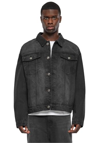 Urban Classics Herren Jacke Heavy Ounce Boxy Denim Jacket, lässige Denim Jacke für Männer, Umlegekragen, black washed, 5XL von Urban Classics