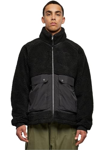 Urban Classics Herren TB6329-Short Raglan Sherpa Jacket Jacke, Black/Black, 4XL von Urban Classics