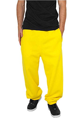 Urban Classics Herren Jogginghose Kordelzug Jogger Sporthose mit elastischem Bund Trainingshose mit elastischem Reißverschluss an, Gelb, 4XL von Urban Classics