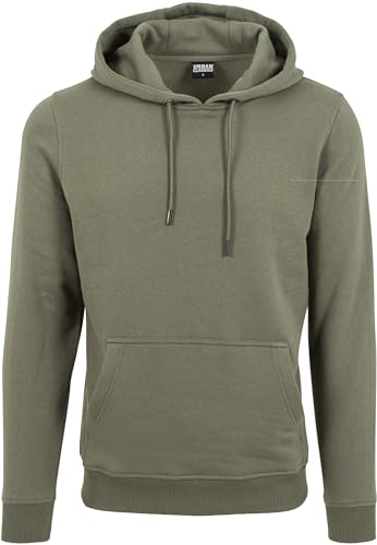 Urban Classics Herren Kapuzenpullover Basic Sweat Hoodie, einfarbiger Kapuzensweater mit Känguru Tasche, Kapuze verstellbar - Farbe olive, Größe M von Urban Classics