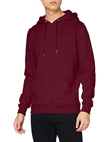 Urban Classics Herren Kapuzenpullover Basic Sweat Hoodie, einfarbiger Kapuzensweater mit Känguru Tasche, Kapuze verstellbar - Farbe port, Größe S von Urban Classics