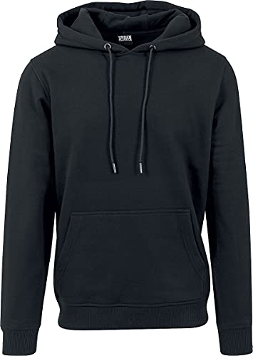 Urban Classics Herren Kapuzenpullover Basic Sweat Hoodie, einfarbiger Kapuzensweater mit Känguru Tasche, Kapuze verstellbar - Farbe black, Größe M von Urban Classics