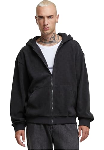 Urban Classics Jaquard Velvet Zip-Hoody 5XL Black von Urban Classics