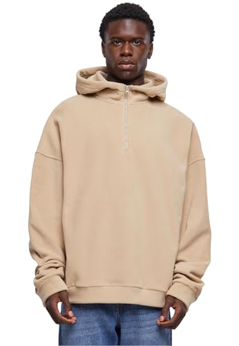 Urban Classics Herren Kapuzenpullover Oversized Polar Fleece Half Zip Hoody wetsand 5XL von Urban Classics