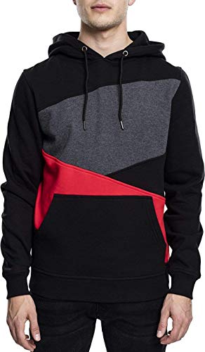 Urban Classics Herren Bekleidung Zig Zag Hoody Kapuzenpullover, Black/Red/Charcoal, M von Urban Classics