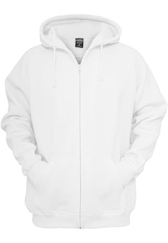 Urban Classics Herren Kapuzenpullover Zip Hoody, Sweatjacke mit Reißverschluss für Männer, Loose Fit, 5XL, White von Urban Classics