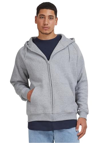 Urban Classics Herren Kapuzenpullover Zip Hoody, Sweatjacke mit Reißverschluss für Männer, Loose Fit, 4XL, Grey von Urban Classics