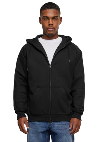 Urban Classics Herren Kapuzenpullover Zip Hoody, Sweatjacke mit Reißverschluss für Männer, Loose Fit, L, Black von Urban Classics
