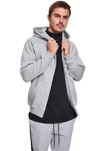 Urban Classics Herren Kapuzenpullover Zip Hoody, Sweatjacke mit Reißverschluss für Männer, Loose Fit, L, Grey von Urban Classics