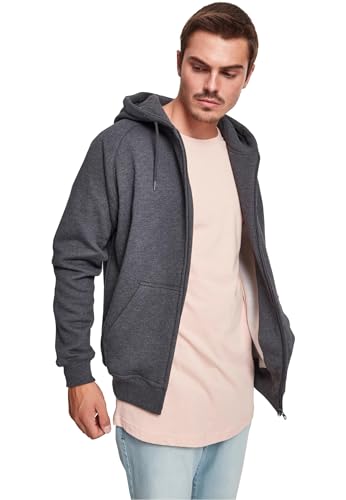 Urban Classics Herren Kapuzenpullover Zip Hoody, Sweatjacke mit Reißverschluss für Männer, Loose Fit, S, Charcoal von Urban Classics