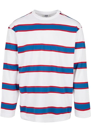 Urban Classics Herren TB4404-Light Stripe Oversized LS T-Shirt, White/sportyblue, 3XL von Urban Classics